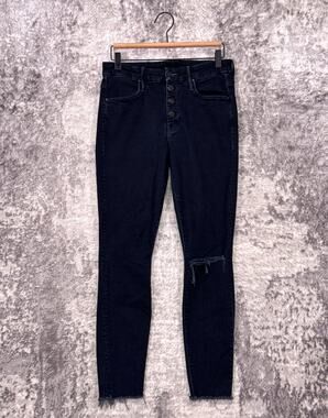 Mother Jeans 29 Womens Pixie Ankle Fray Midnight Wash Button Fly